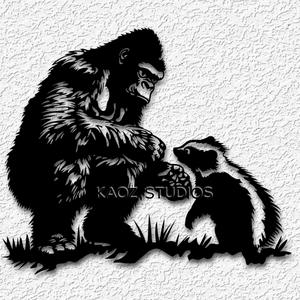 bigfoot and his pet wall art sasquatch skunk wall decor nature decoration