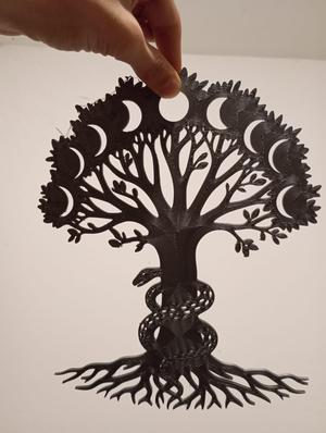 2D WALL ART - The Serpent and the Tree of Life w/Moonphases