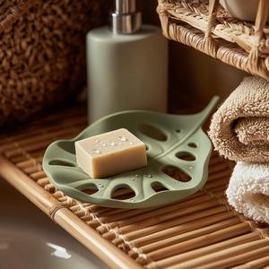 Monstera Leaf Soap Dish – 3D Printed Tropical Bathroom Decor