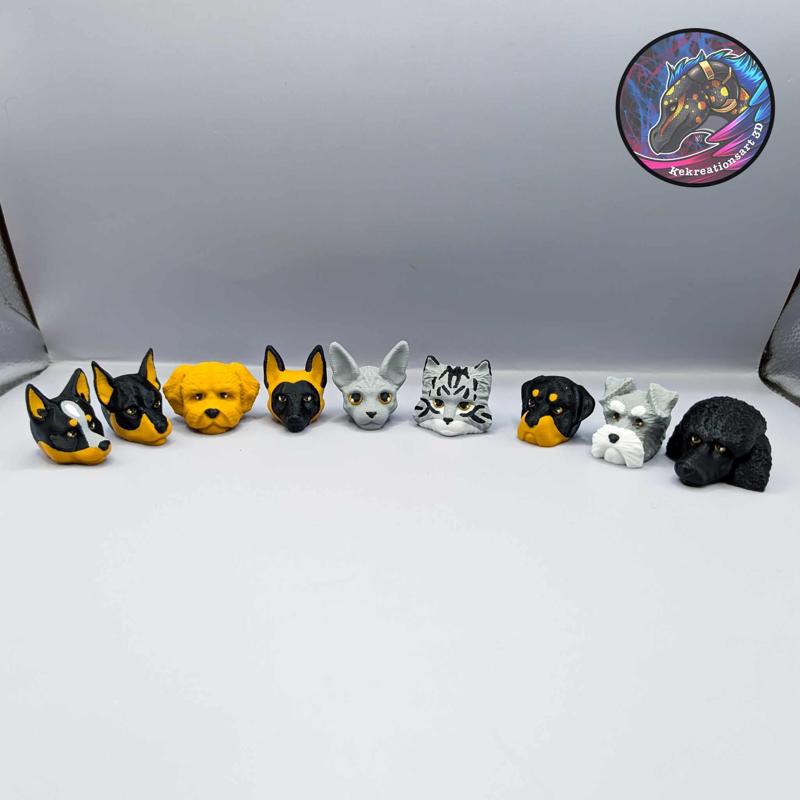 dog set 4 straw toppers and keychains