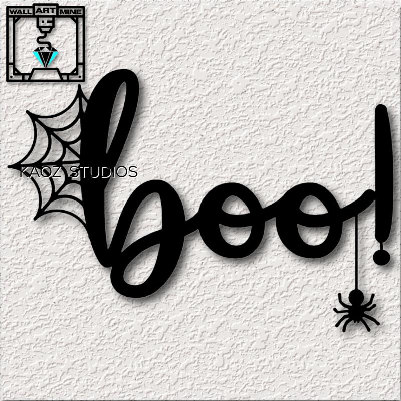 Boo Sign wall art Halloween decor Spider with Spiderweb