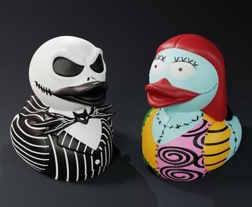 Cute Jack and Sally Skellington Rubber Ducks