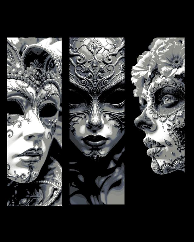 Celebration of Mask - Carnivale and Balls showcase the art - Set of bookmark