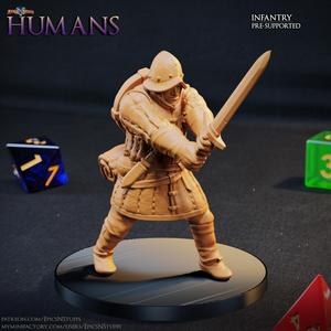 Human Infantry 1D Miniature - Pre-Supported