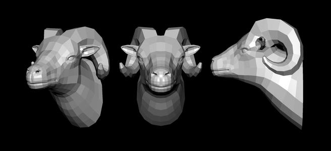 Ram Animal  Bust -Low poly