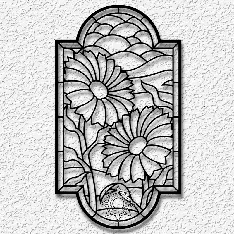 Stained glass flowers wall art sunfloewr decor