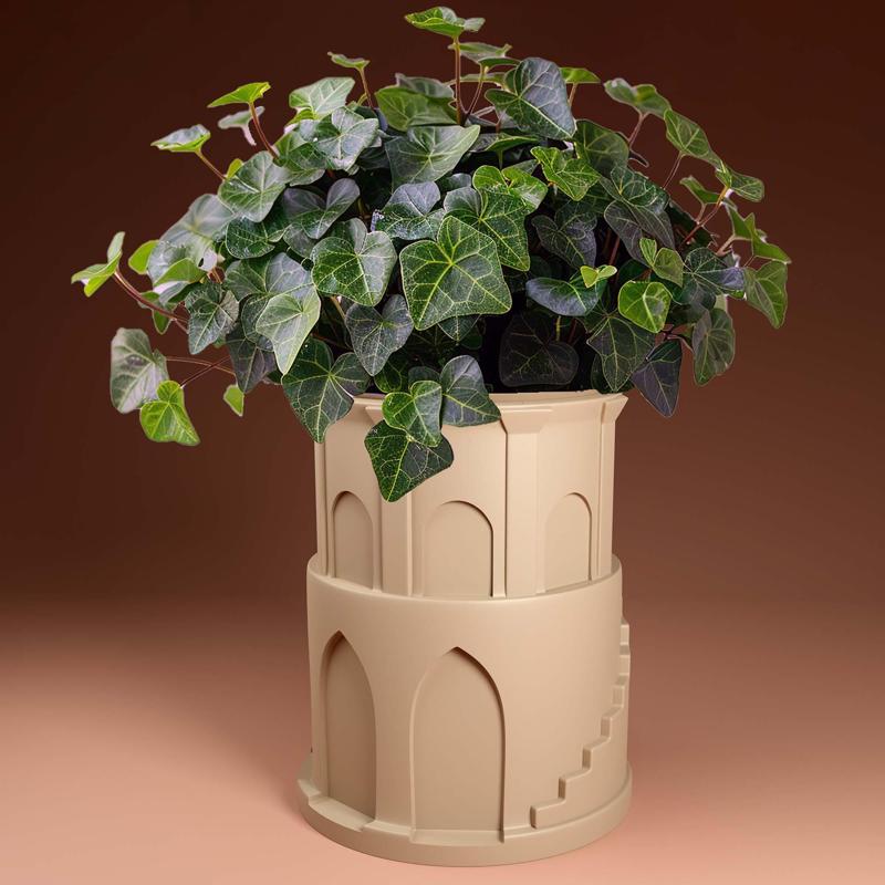Tower Plant pot with drainage 3D Printer STL file: instant download, Plant lovers gift