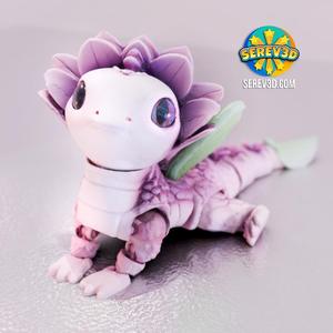 Lilac Flower Dragon - Articulated - 3D print STL and 3MF file