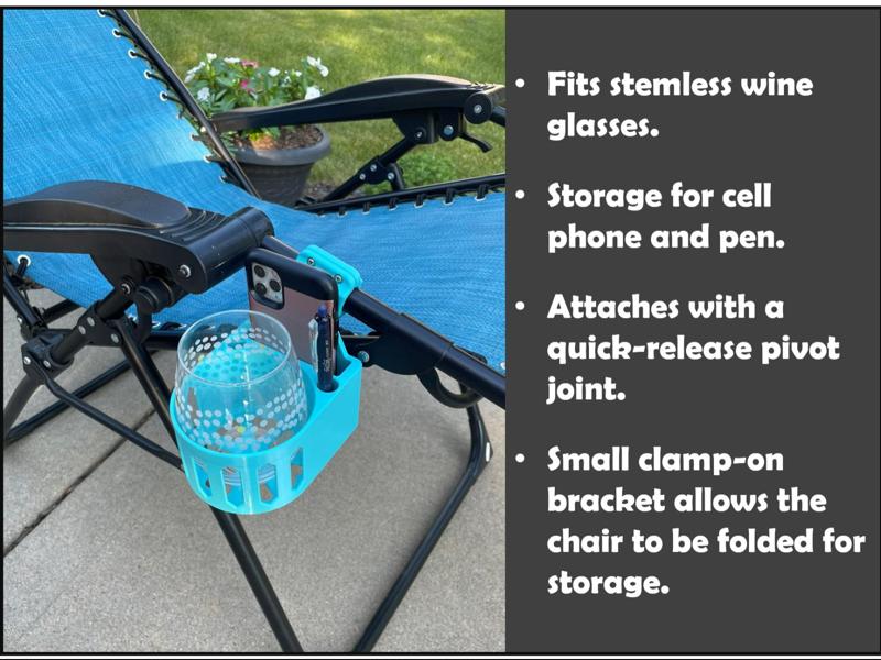 Zero Gravity Chair: Pivoting Cup and Phone Holder