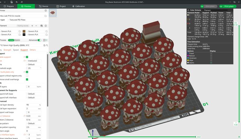Ring Bearer Mushroom - Assembly / Functional - 3D print STL and multicolor 3MF file