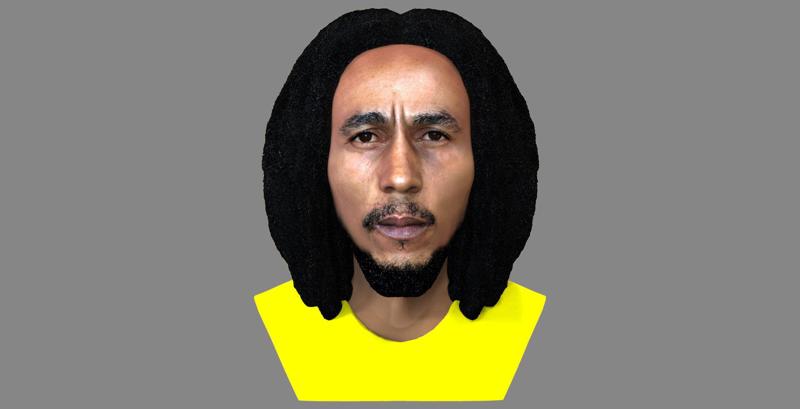 Bob Marley bust ready for full color 3D printing