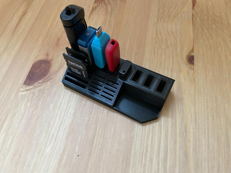 USB, MicroSD and SD card holder