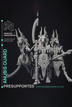 Anubis Guard - 3 Models - Court of Anubis -  PRESUPPORTED - Illustrated and Stats - 32mm scale