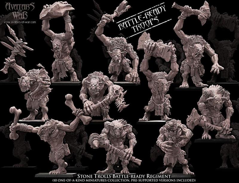 Stone Trolls Battle-Ready regiment (10 Stone Trolls)