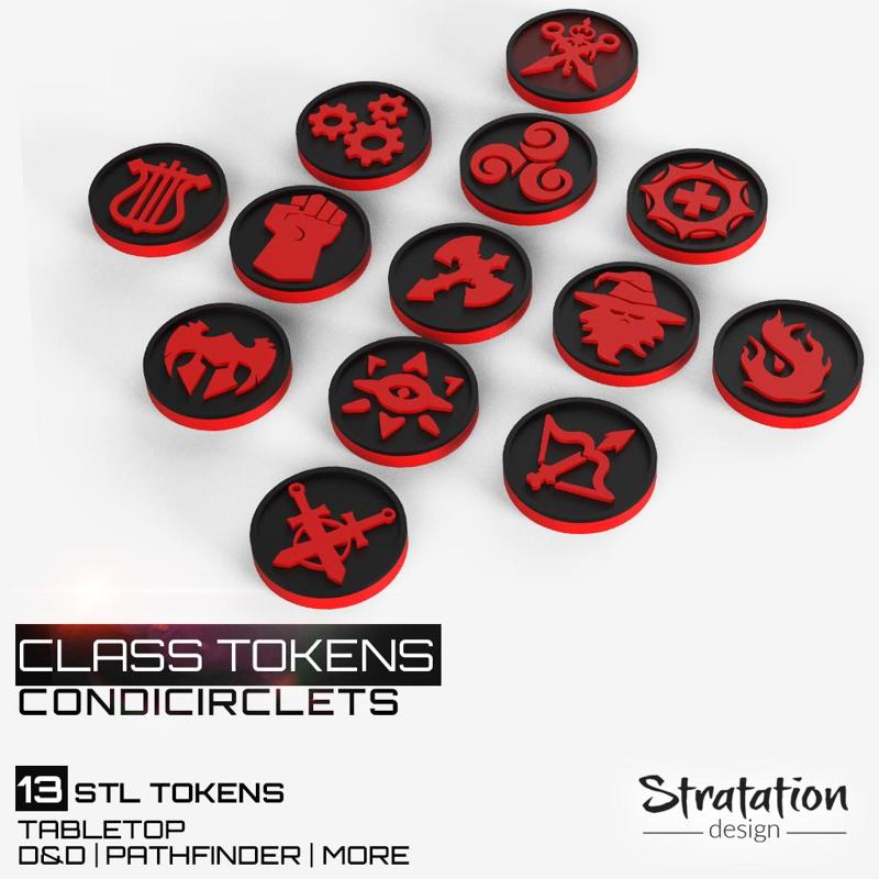 Class Tokens for CondiCirclets - 13 Class Tokens