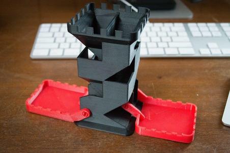 Dice Tower with Fold-Up Trays