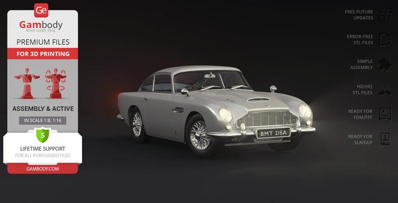 James Bond's Aston Martin DB5 STL files for 3D Printing | Assembly Model
