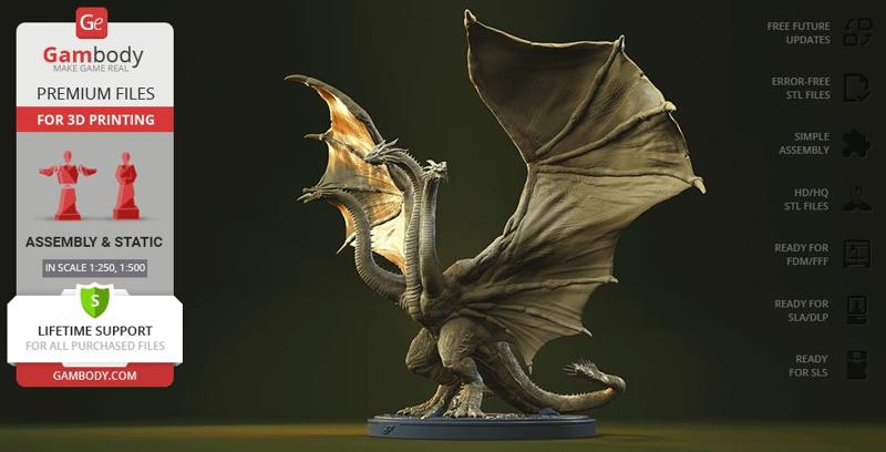 King Ghidorah 2019 3D Printing Figurine | Assembly