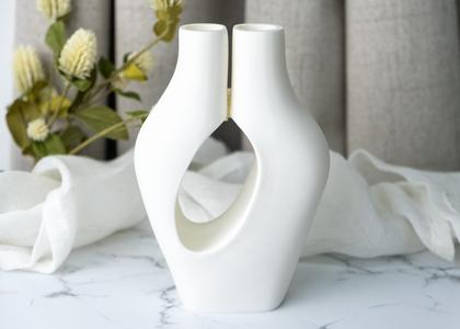 Minimalist White Cutout Vase - Sculptural Home Decor