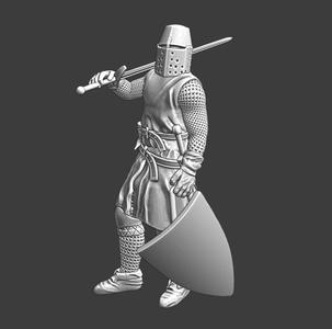 Medieval crusader knight - sword on shoulder