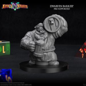 Dwarven Barkeep Miniature - pre-supported