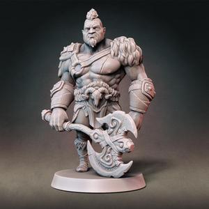 Goliath Barbarian Type A (With Hair) w/ Modular Hands + 4 Weapons (Presupported)