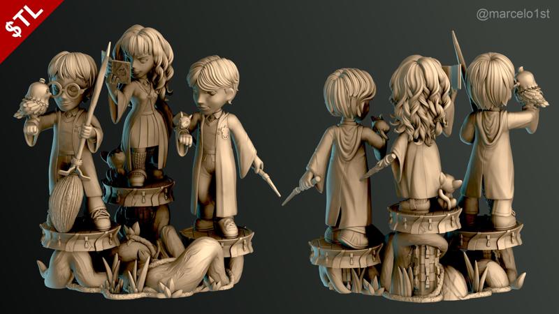 Diorama Harry Potter - Hermione - Rony