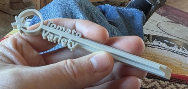 Garden plant signs. Editable text with FreeCAD