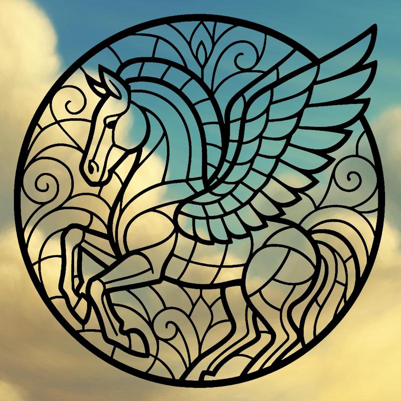 Pegasus 2D stained glass art
