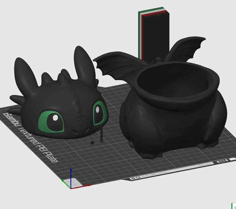  Toothless Dragon Candy Container-How to Train your Dragon - 3D print STL and multicolor 3MF file