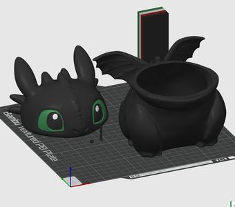  Toothless Dragon Candy Container-How to Train your Dragon - 3D print STL and multicolor 3MF file