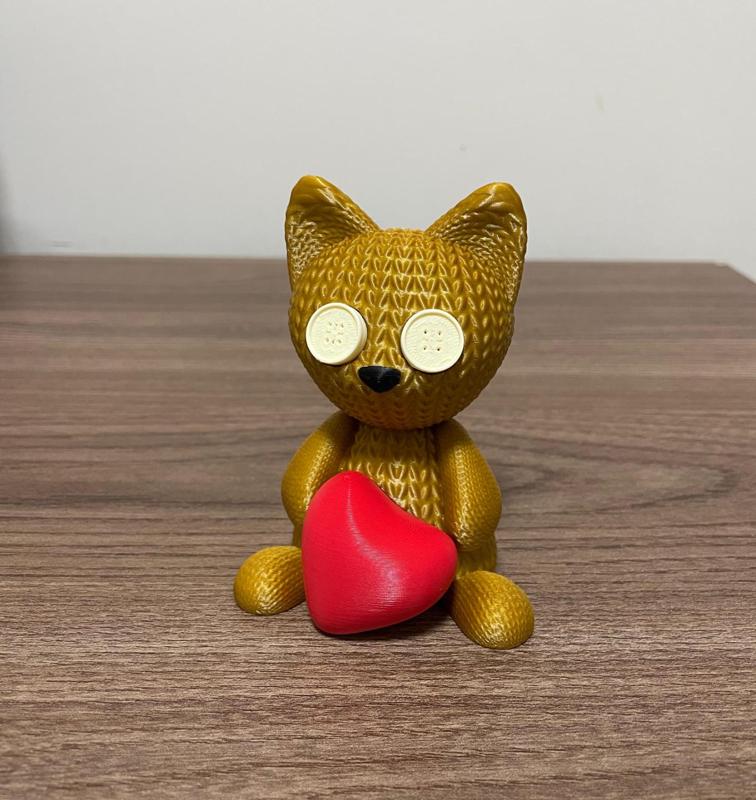 Cute Crochet Cat WIth Heart Plush - NO SUPPORT