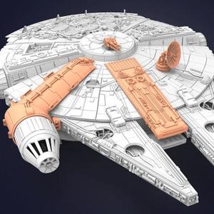 Millennium Falcon Gun, Antenna 3D Printable Exterior Parts Kit 3