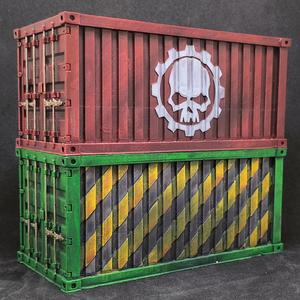 Shipping Container Terrain for Miniature Wargames with Sci-Fi Logos