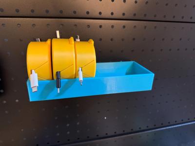 Retractable Cable Organizer (Round) - Pegboard Mountable - Holds 6 Cables