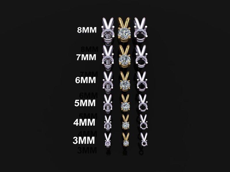 4 Prong Solitaire Split Bell Pendant Mix Size 3 4 5 6 7 8