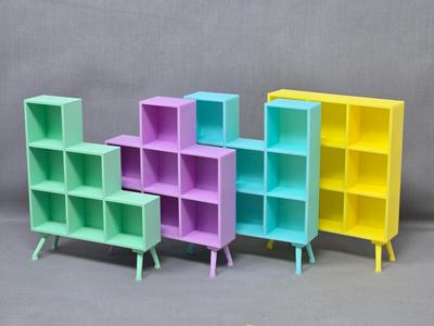 Square Geometry Miniature Decorative Bookcase Set