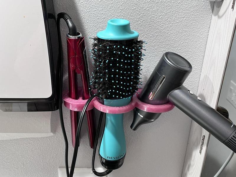 Wall Mounted Hair Straightener + Blow Dryer + Air Brush Adapter for Bathroom Organization