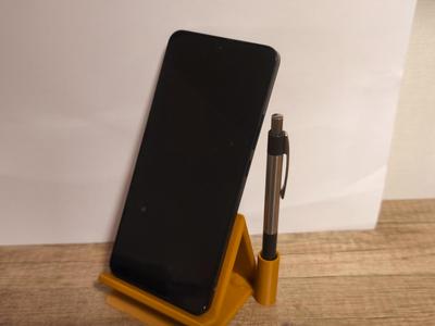 Smart phone holder with pen holder on side