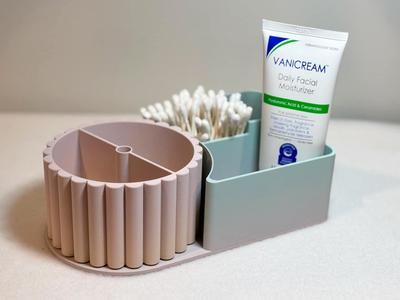 Spinning bathroom vanity organizer