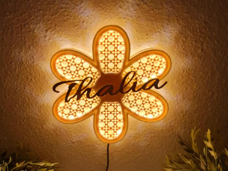 Daisy Rattan-Style Night Light 