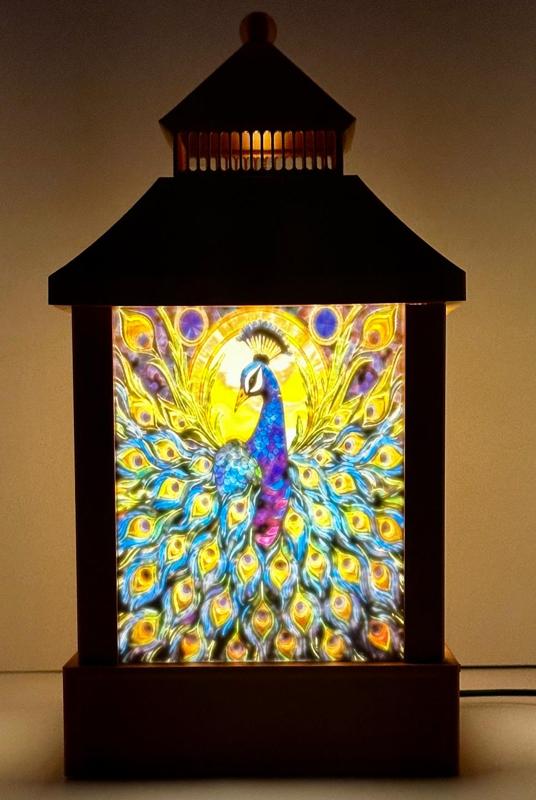 Peacock Lithophane Lantern