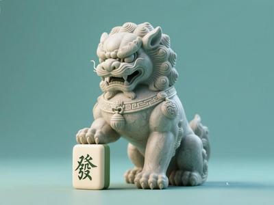 stone lion on mahjong tiles