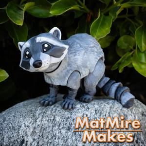 Raccoon, Print-In-Place Body, Snap-Fit Head, Cute Flexi, multicolor 3mf