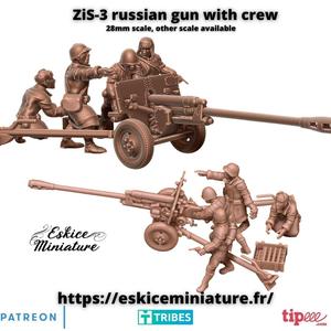 ZiS-3 russian gun with crew - 28mm