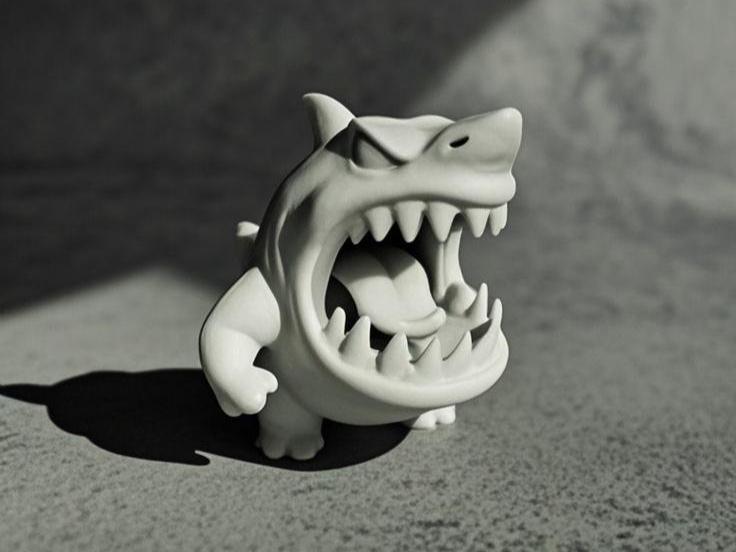 Roaring Angry Baby Shark Miniature Model