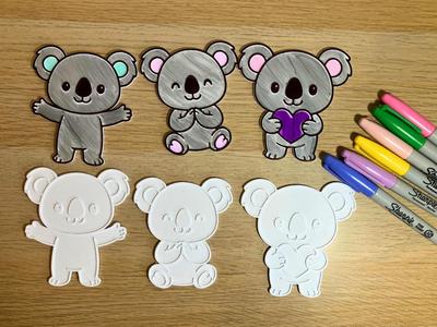 NEW! Cute Koala Colouring Set of 3