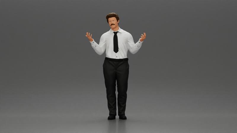 police detective standing with hands wide open