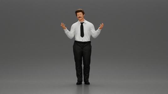 police detective standing with hands wide open