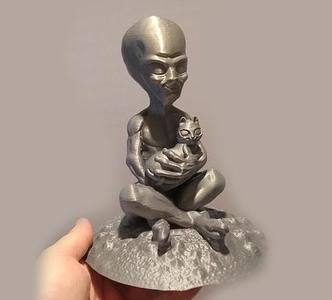 Alien and his cat without supports